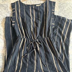 Striped Navy and Beige Women's Jumpsuit